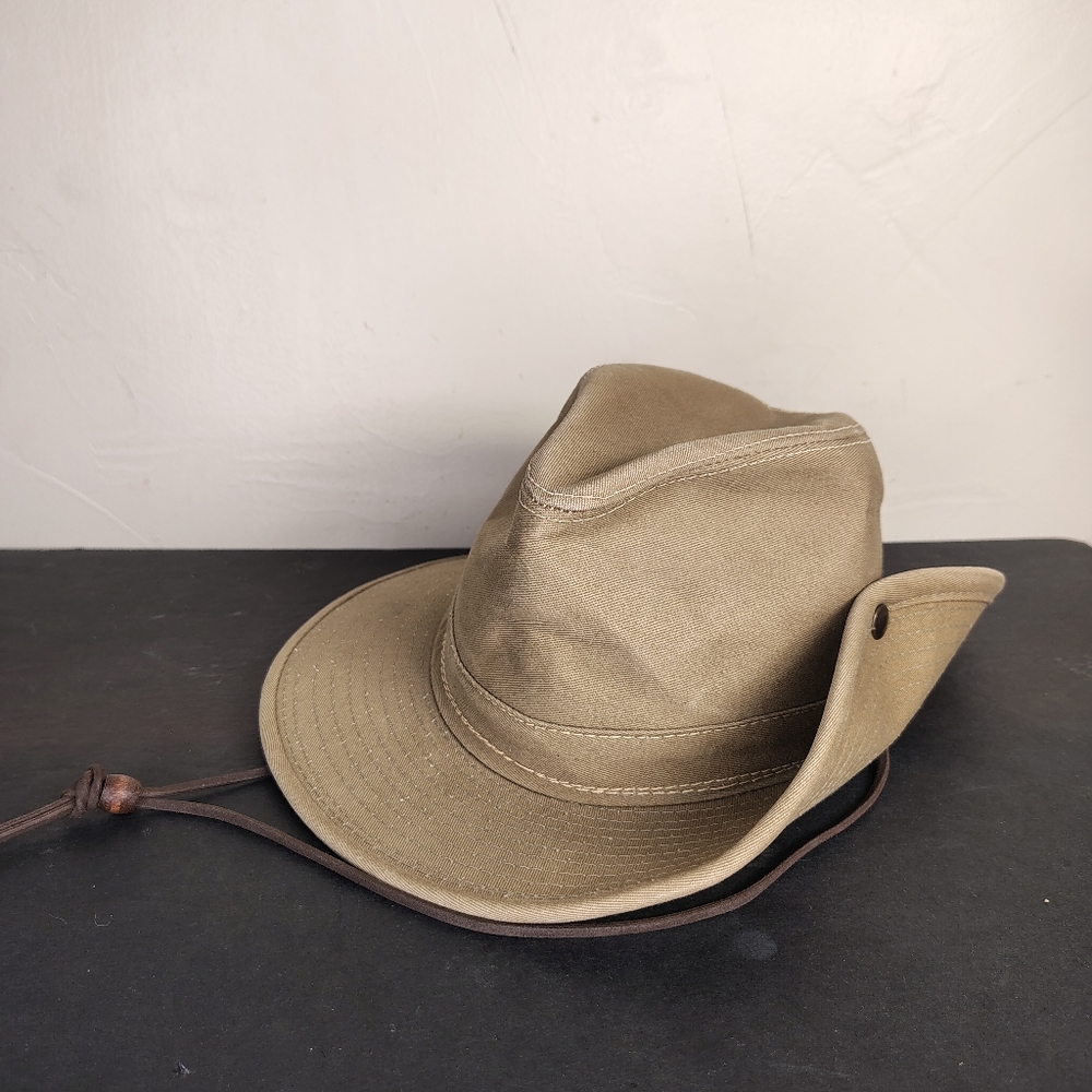 VINTAGE Yellowstone National Park Hat Kids Khaki Canvas Made In USA‎ Safari